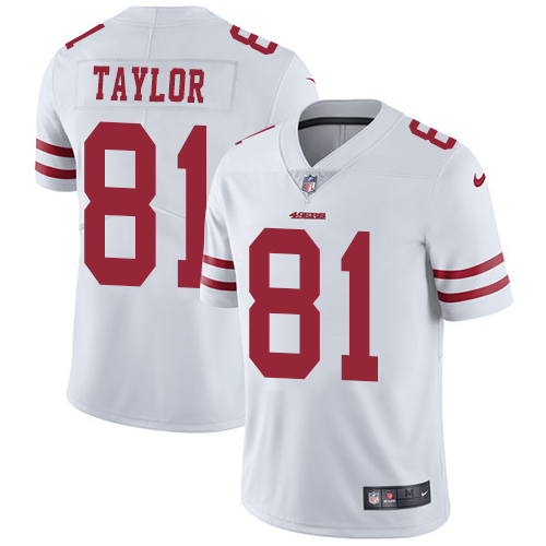 Nike 49ers #81 Trent Taylor White Men's Stitched NFL Vapor Untouchable Limited Jersey - Click Image to Close